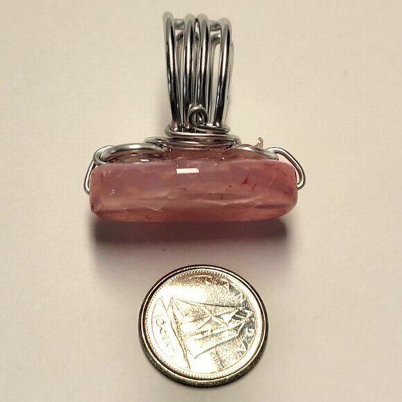 Pink Agate Veins Ring Adjustable Band Handmade Semi Precious Ring - Picture 5 of 10